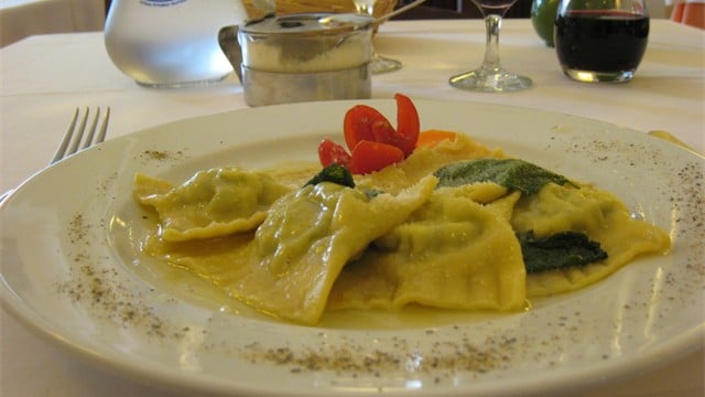 Delicious fresh handmade pasta with a generous glass of fine sangiovese wine
