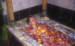 At the end of your 2 hour Mandi Lulur treatment time to relax in a luxurious bath of fragrant tropical flowers
